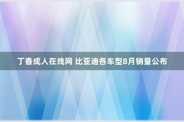 丁香成人在线网 比亚迪各车型8月销量公布