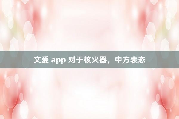 文爱 app 对于核火器，中方表态